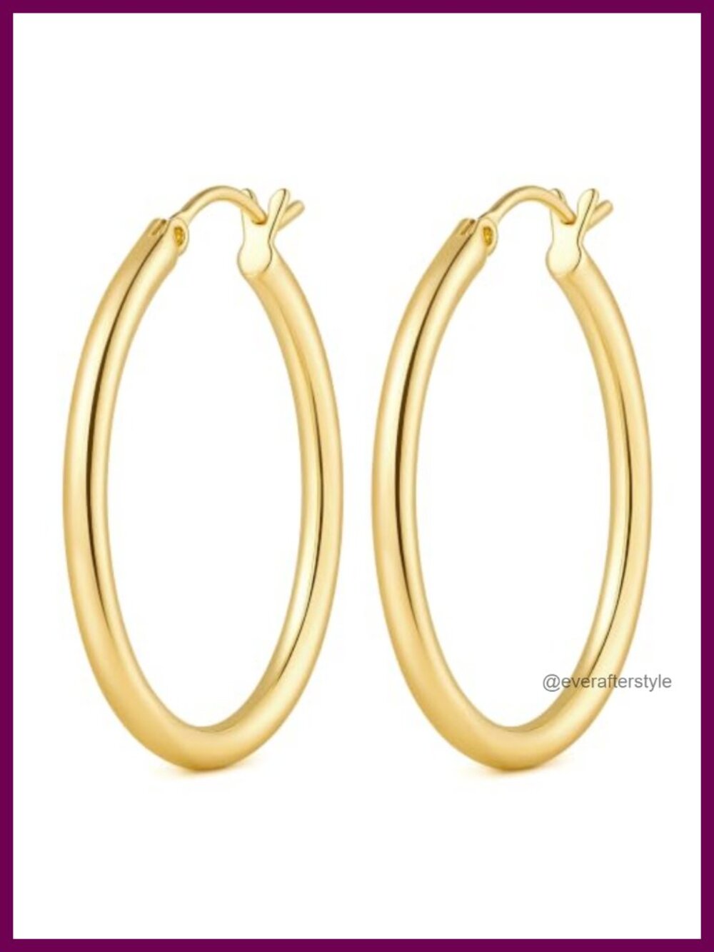 14K Gold Plated Hoop Earrings for Women Hypoallergenic Smooth Edges 12-25mm